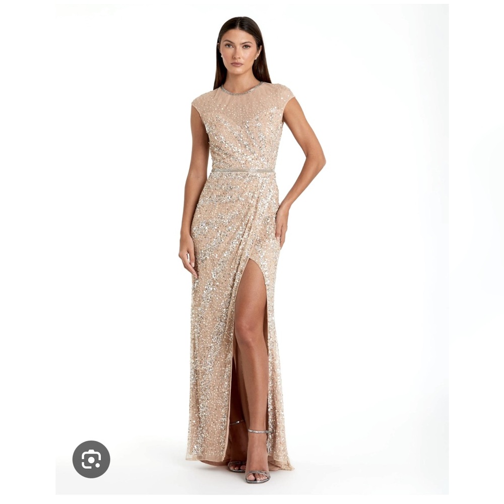 Gorgeous Mac Duggal Beaded Sleeveless Illusion Formal Dress Long Gown Size 6